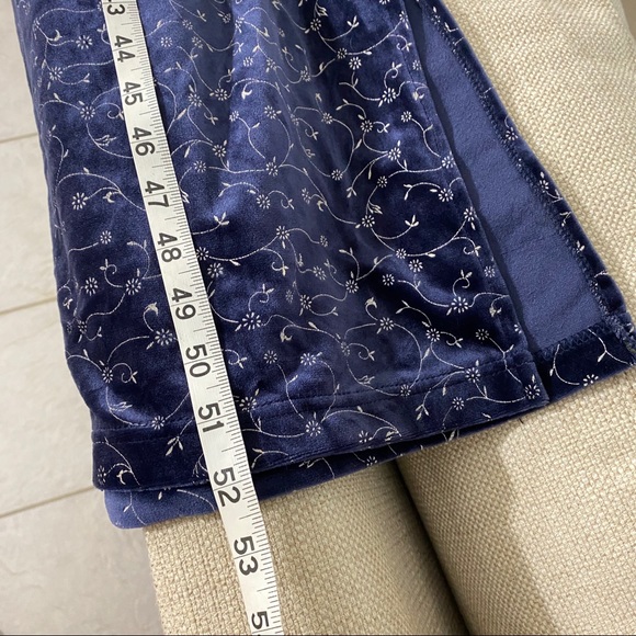 Woman’s Blue Velvet Maxi Dress pockets Print Med. Sleeveless Button Dow… - Picture 5 of 11